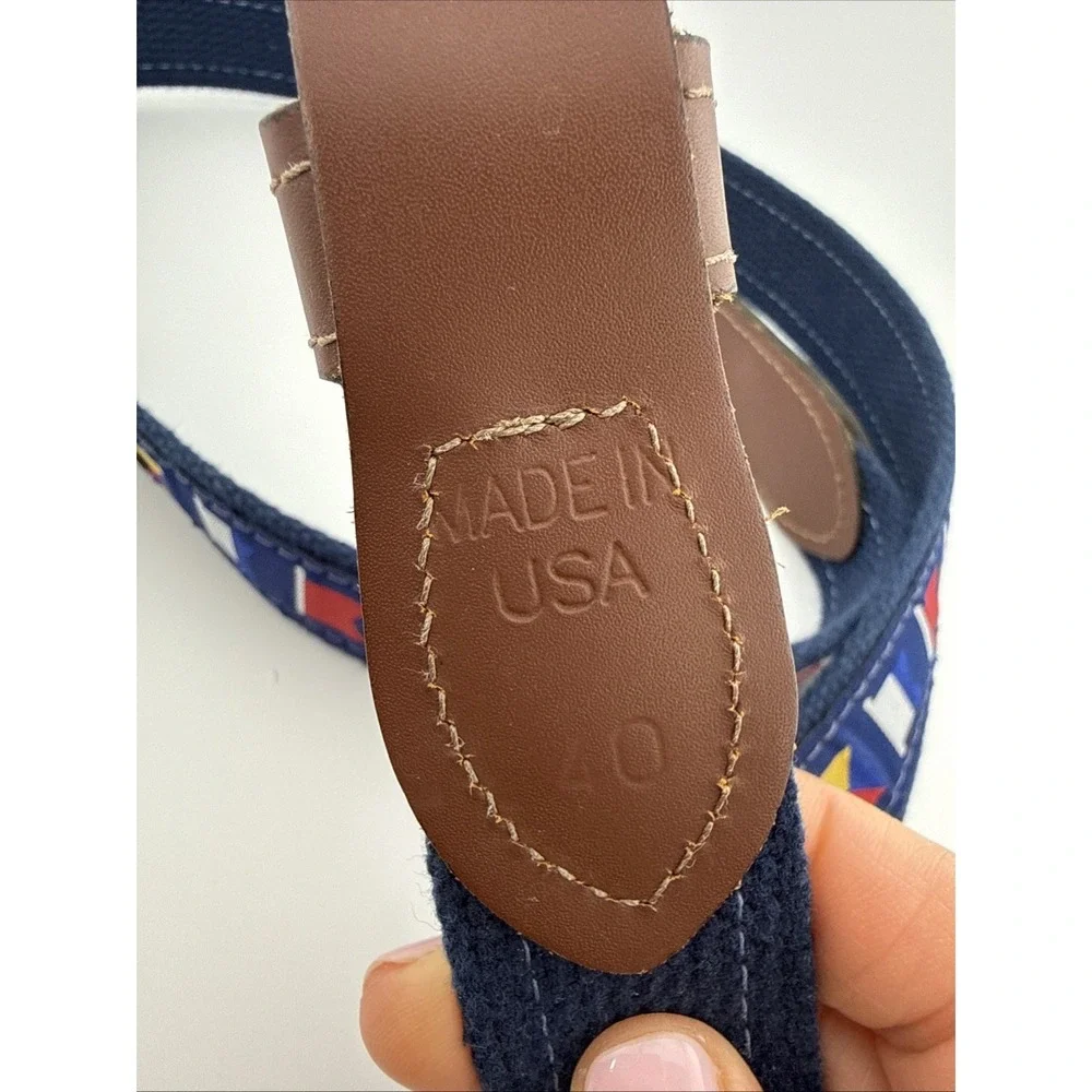 ZEP-PRO Vintage USA NAUTICAL Sailing Flags Webbing Leather Belt 40 Men
